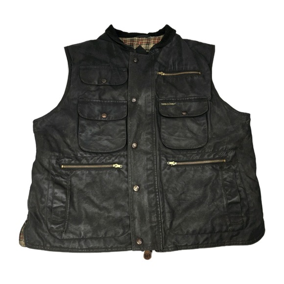 Outback Trading Company Oilskin Waxed Vest Men's L Large Flannel Lined Cowboy